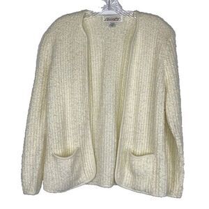Vintage Side Effects Open Front Fuzzy Granny Cardigan Sweater Size Large